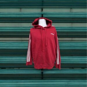Adidas Three Striped Red Warm Gym Warm Up Jog Run Pullover Hoodie Size XL